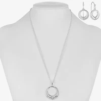 Liz Claiborne Open Circle Pendant Necklace & Drop Earring Womens Glass 2-pc. Jewelry Set