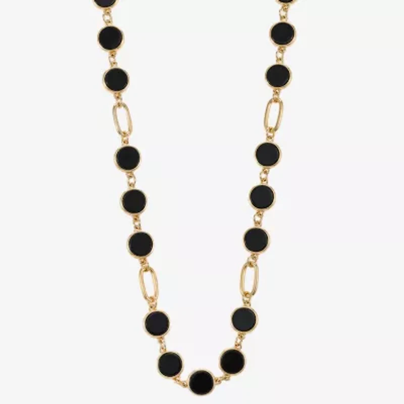 Liz Claiborne Gold Tone & Black Womens 17 Inch Collar Necklace