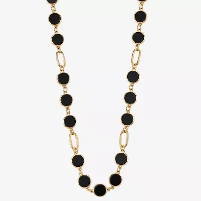 Liz Claiborne Gold Tone & Black Womens 17 Inch Collar Necklace
