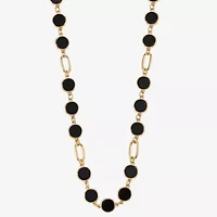 Liz Claiborne Gold Tone & Black Womens 17 Inch Collar Necklace
