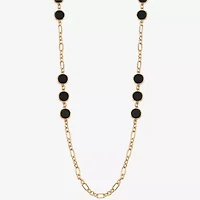 Liz Claiborne Gold Tone & Black Womens 36 Inch Strand Necklace