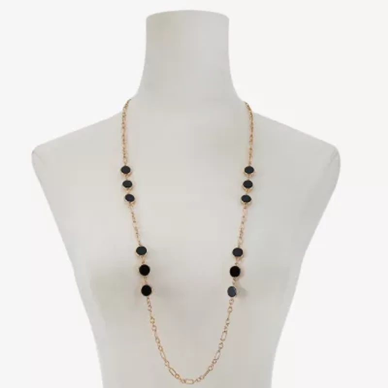Liz Claiborne Gold Tone & Black Womens 36 Inch Strand Necklace