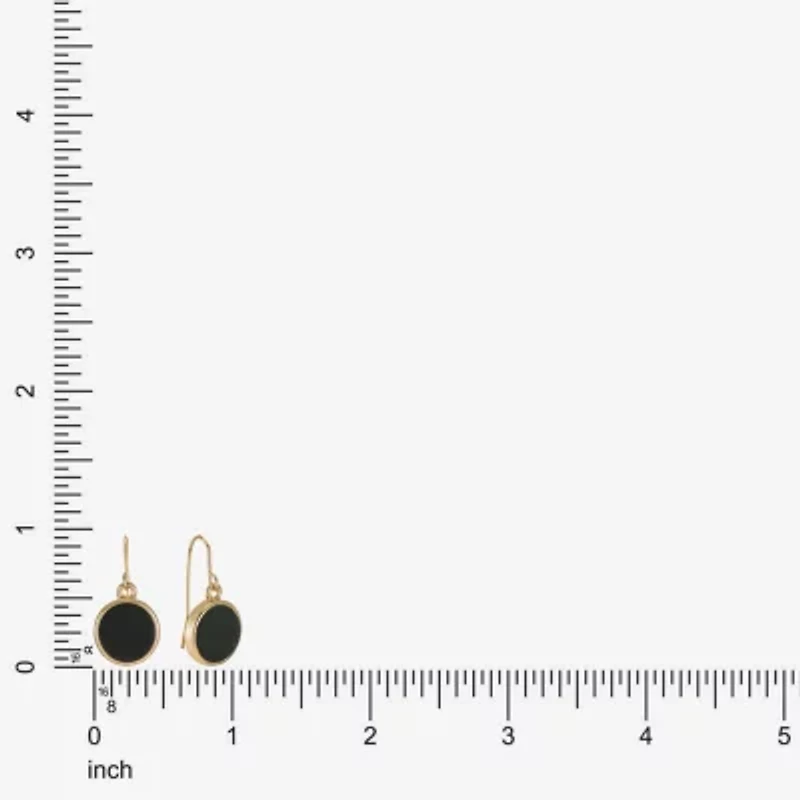Liz Claiborne Gold Tone & Black Womens Round Drop Earrings