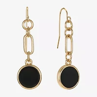 Liz Claiborne Gold Tone & Black Paperclip Womens Paperclip Round Drop Earrings