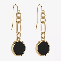 Liz Claiborne Gold Tone & Black Paperclip Womens Paperclip Round Drop Earrings
