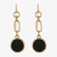 Liz Claiborne Gold Tone & Black Paperclip Womens Paperclip Round Drop Earrings
