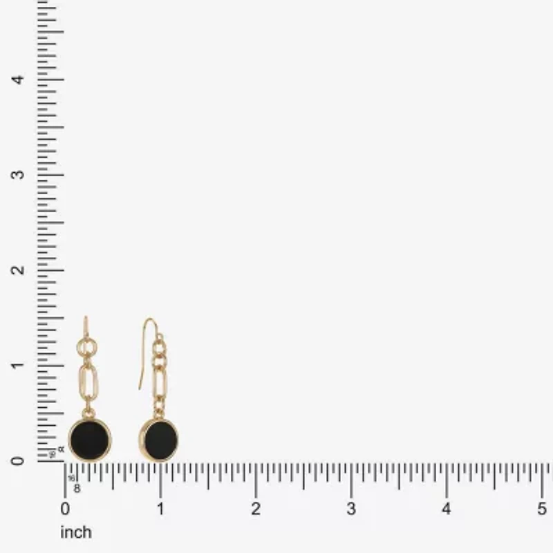 Liz Claiborne Gold Tone & Black Paperclip Womens Paperclip Round Drop Earrings