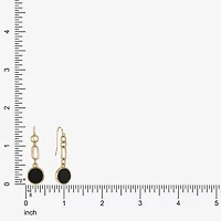 Liz Claiborne Gold Tone & Black Paperclip Womens Paperclip Round Drop Earrings