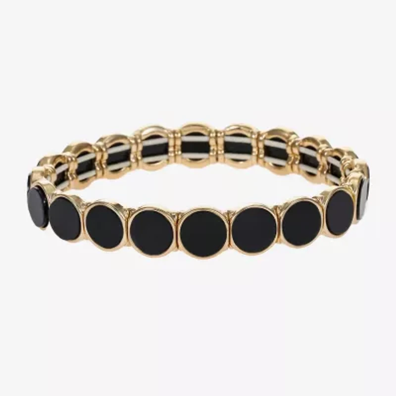 Liz Claiborne Gold Tone & Black Womens Round Stretch Bracelet