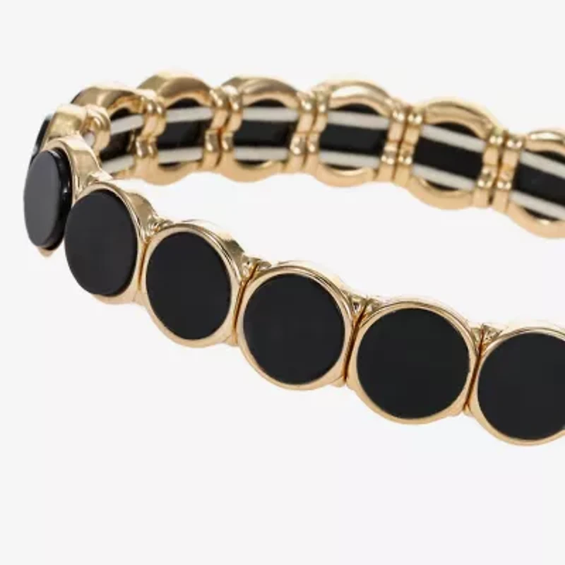 Liz Claiborne Gold Tone & Black Womens Round Stretch Bracelet