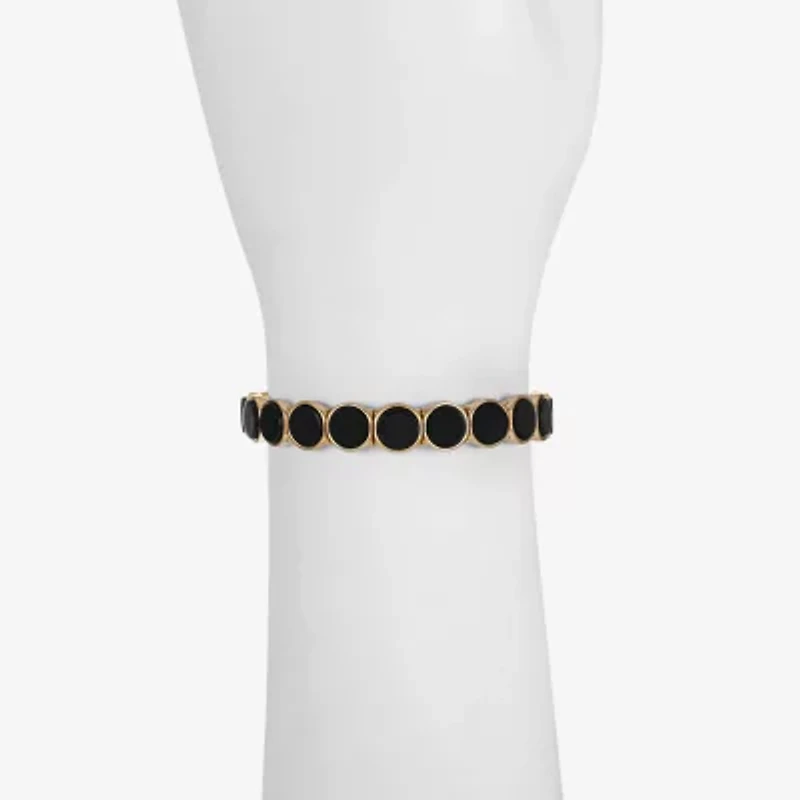 Liz Claiborne Gold Tone & Black Womens Round Stretch Bracelet