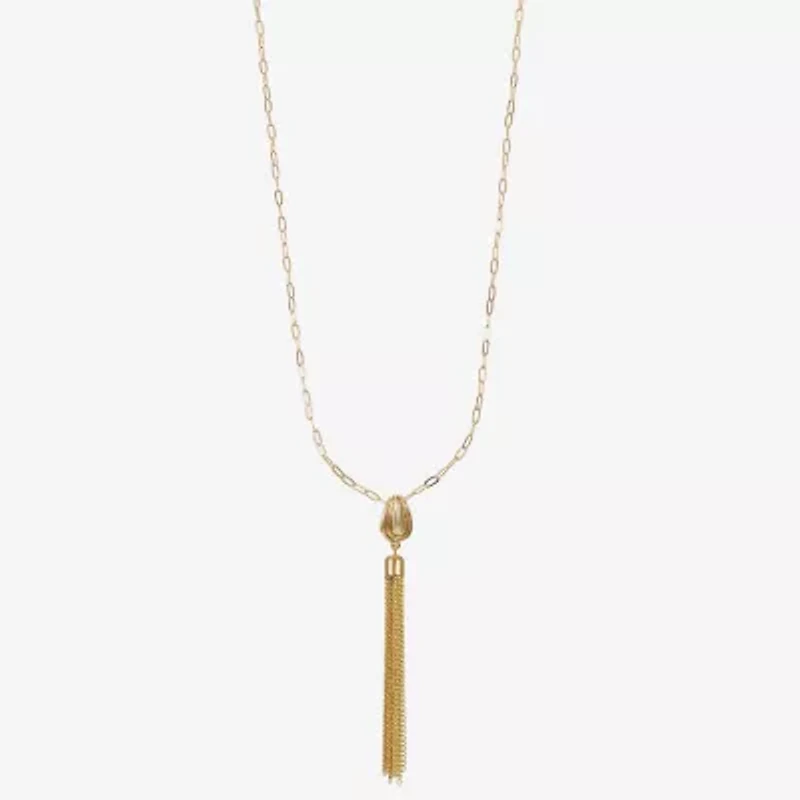 Liz Claiborne Tassel Womens Oval 34 Inch Pendant Necklace