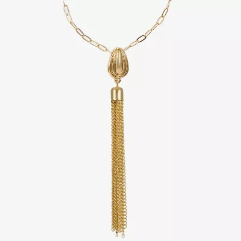 Liz Claiborne Tassel Womens Oval 34 Inch Pendant Necklace
