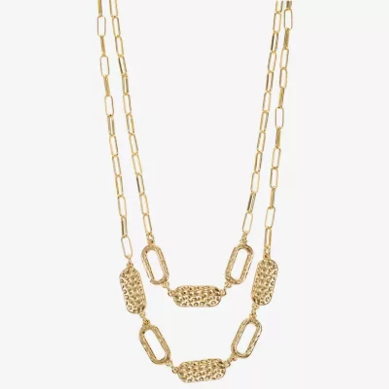 Liz Claiborne Frontal Multi Strand Womens 17 Inch Collar Necklace