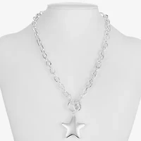Liz Claiborne Silver Tone Toggle Womens Star 17 Inch Pendant Necklace