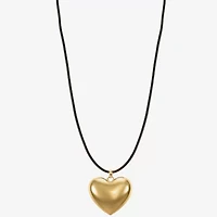 Liz Claiborne Gold Tone Womens Heart 17 Inch Pendant Necklace