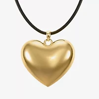 Liz Claiborne Gold Tone Womens Heart 17 Inch Pendant Necklace