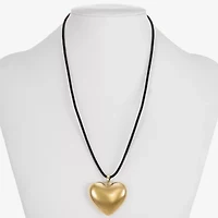 Liz Claiborne Gold Tone Womens Heart 17 Inch Pendant Necklace
