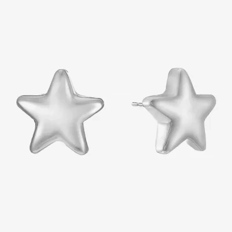 Liz Claiborne Silver Tone 12.7mm Star Stud Earrings
