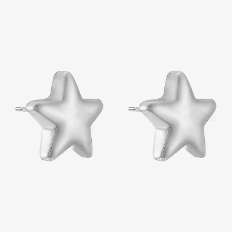 Liz Claiborne Silver Tone 12.7mm Star Stud Earrings