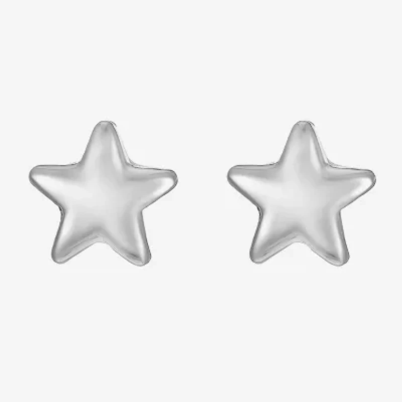 Liz Claiborne Silver Tone 12.7mm Star Stud Earrings