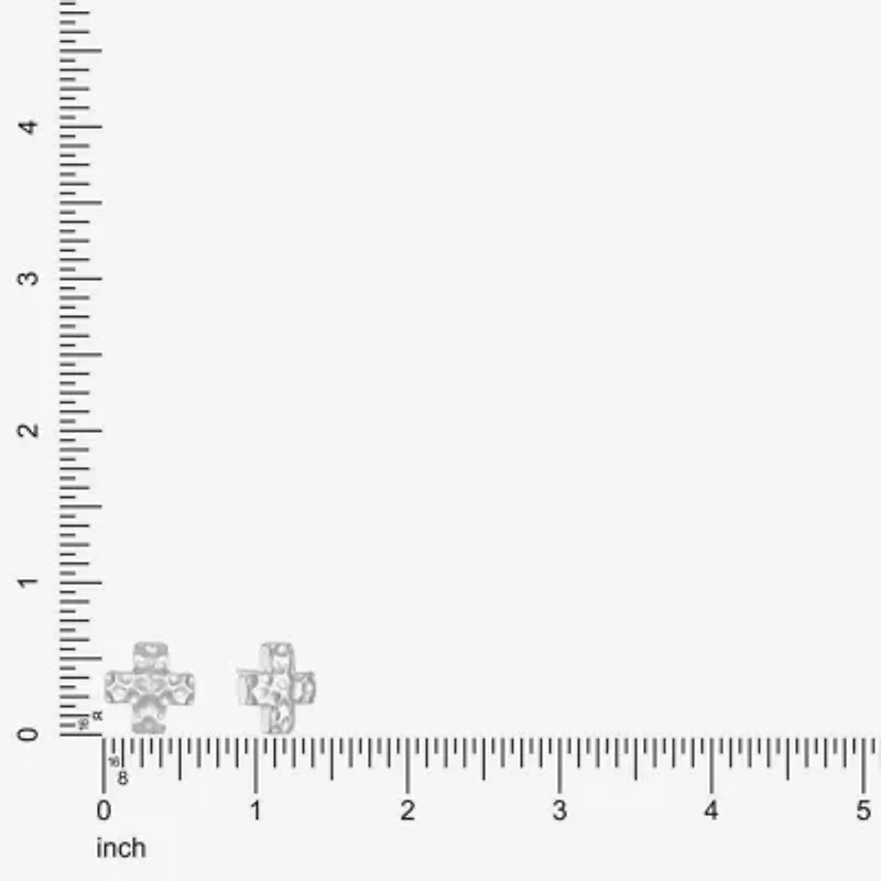 Liz Claiborne Silver Tone Hammered 12.7mm Cross Stud Earrings