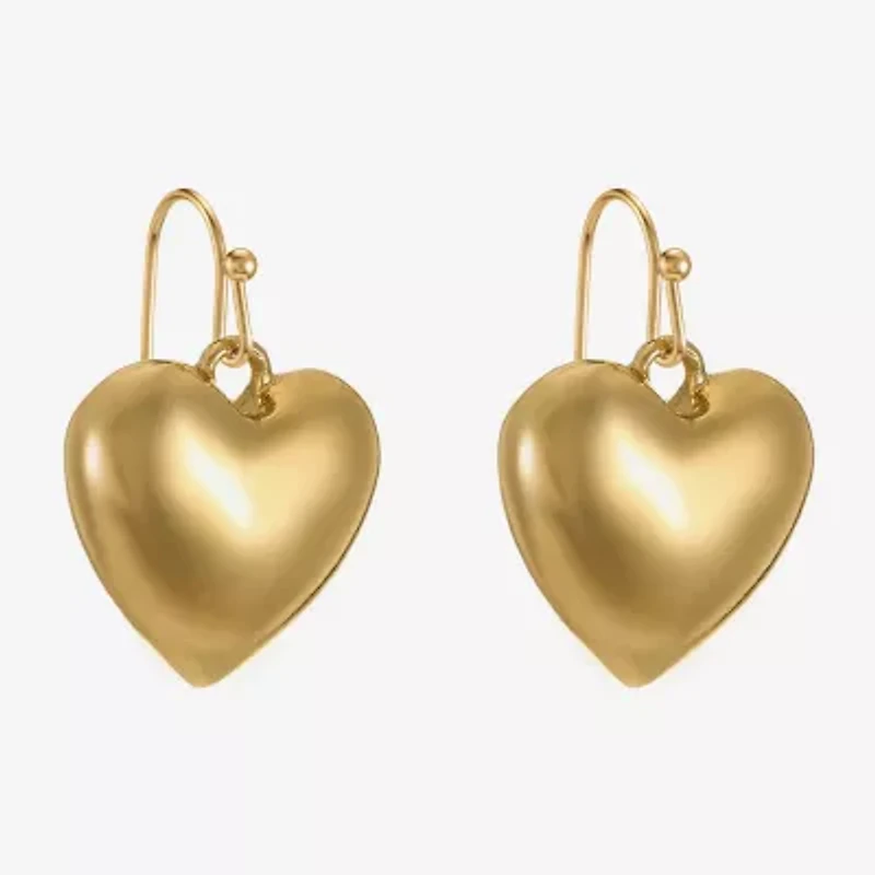 Liz Claiborne Gold Tone Womens Heart Drop Earrings