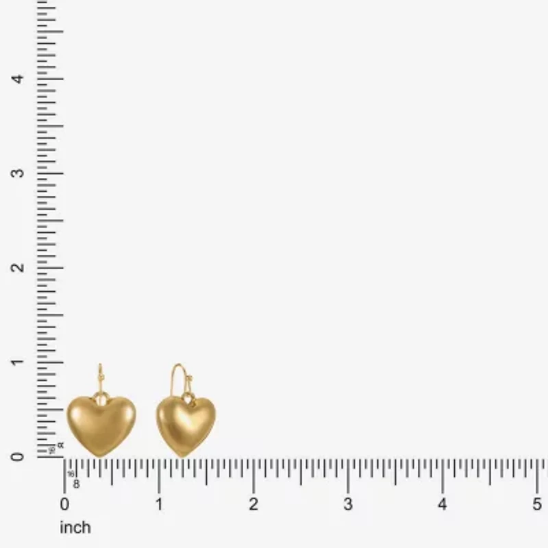 Liz Claiborne Gold Tone Womens Heart Drop Earrings