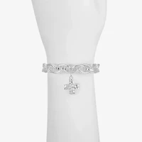 Liz Claiborne Silver Tone Hammered Womens Cross Stretch Bracelet