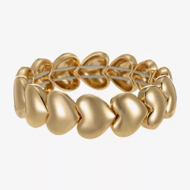 Liz Claiborne Gold Tone Womens Heart Stretch Bracelet