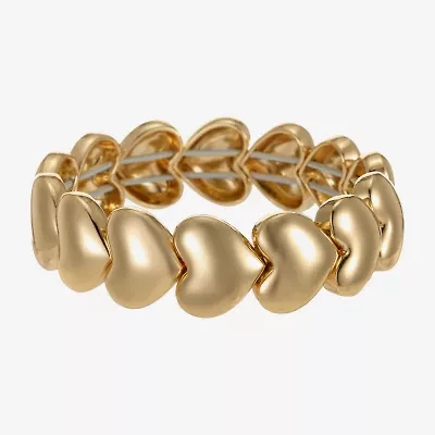 Liz Claiborne Gold Tone Womens Heart Stretch Bracelet