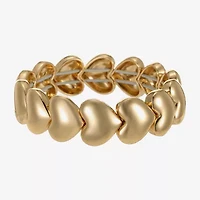 Liz Claiborne Gold Tone Womens Heart Stretch Bracelet
