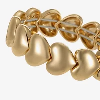 Liz Claiborne Gold Tone Womens Heart Stretch Bracelet