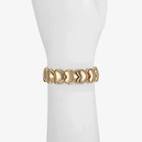 Liz Claiborne Gold Tone Womens Heart Stretch Bracelet
