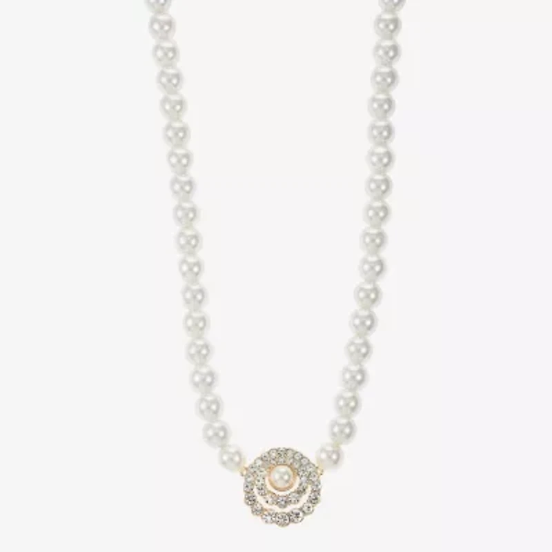 Monet Jewelry Gold Tone Halo Womens 17 Inch Collar Necklace