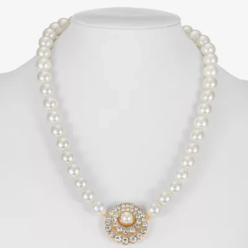 Monet Jewelry Gold Tone Halo Womens 17 Inch Collar Necklace