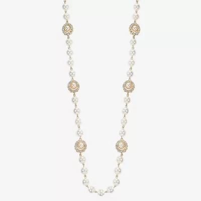Monet Jewelry Gold Tone Halo Womens Glass 36 Inch Strand Necklace