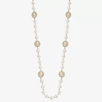 Monet Jewelry Gold Tone Halo Womens Glass 36 Inch Strand Necklace