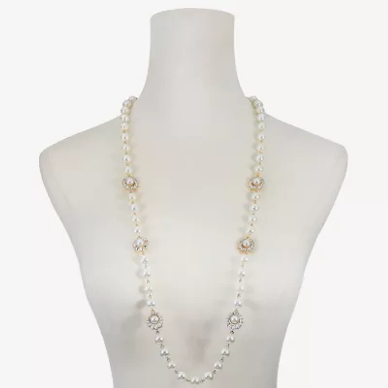 Monet Jewelry Gold Tone Halo Womens Glass 36 Inch Strand Necklace