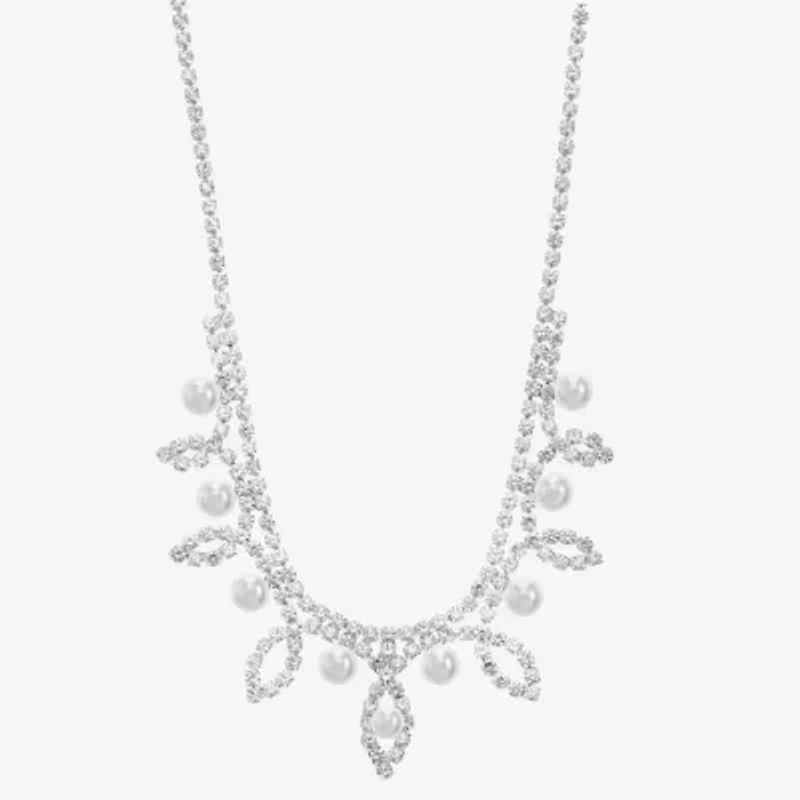 Monet Jewelry Timeless Silver Tone Frontal Womens 16 Inch Collar Necklace