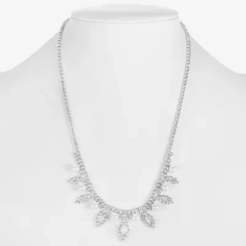 Monet Jewelry Timeless Silver Tone Frontal Womens 16 Inch Collar Necklace