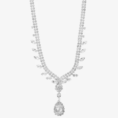 Monet Jewelry Timeless Silver Tone Womens Glass 17 Inch Y Necklace