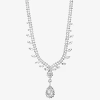 Monet Jewelry Timeless Silver Tone Womens Glass 17 Inch Y Necklace