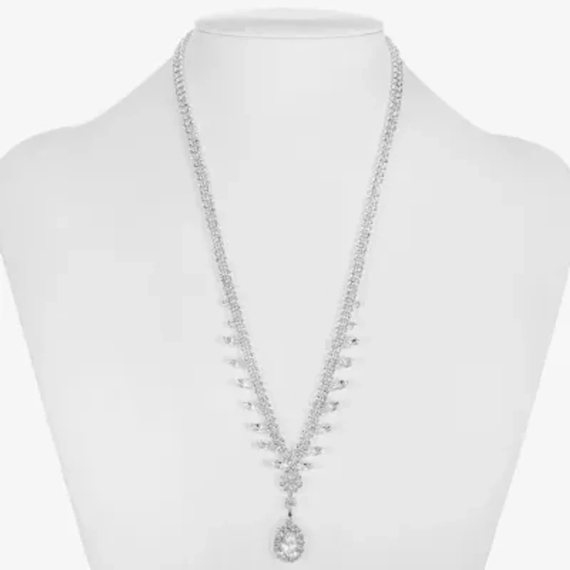 Monet Jewelry Timeless Silver Tone Womens Glass 17 Inch Y Necklace