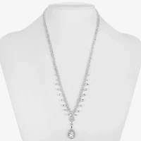 Monet Jewelry Timeless Silver Tone Womens Glass 17 Inch Y Necklace