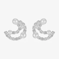 Monet Jewelry Timeless Silver Tone Glass Simulated Pearl 16mm Round Stud Earrings