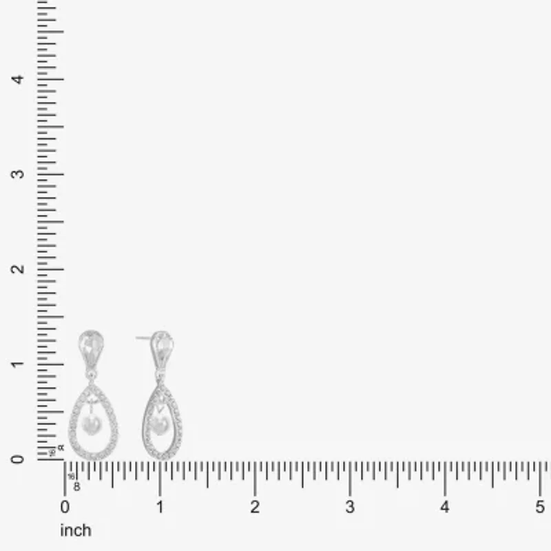 Monet Jewelry Timeless Silver Tone Orbital Womens Glass Simulated Pearl Hypoallergenic Drop Earrings