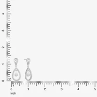 Monet Jewelry Timeless Silver Tone Orbital Womens Glass Simulated Pearl Hypoallergenic Drop Earrings