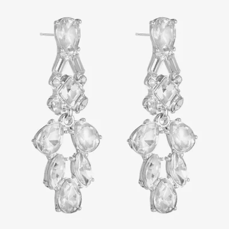 Monet Jewelry Timeless Silver Tone Womens Glass Hypoallergenic Drop Earrings