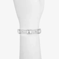 Monet Jewelry Timeless Silver Tone Womens Glass Simulated Pearl Cushion Stretch Bracelet